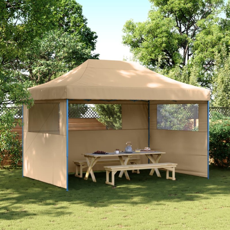 vidaXL Partyzelt Faltbar Pop-Up mit 3 Seitenteilen Beige vidaXL Partyzelt Faltbar Pop-Up mit 3 Seitenteilen Beige