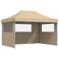 vidaXL Partyzelt Faltbar Pop-Up mit 3 Seitenteilen Beige vidaXL Partyzelt Faltbar Pop-Up mit 3 Seitenteilen Beige
