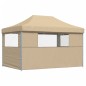 vidaXL Partyzelt Faltbar Pop-Up mit 3 Seitenteilen Beige vidaXL Partyzelt Faltbar Pop-Up mit 3 Seitenteilen Beige