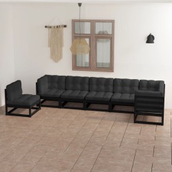 vidaXL 7-tlg. Garten-Lounge-Set mit Kissen Massivholz Kiefer