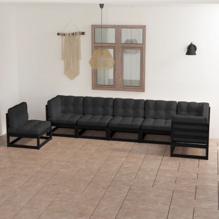 vidaXL 7-tlg. Garten-Lounge-Set mit Kissen Massivholz Kiefer