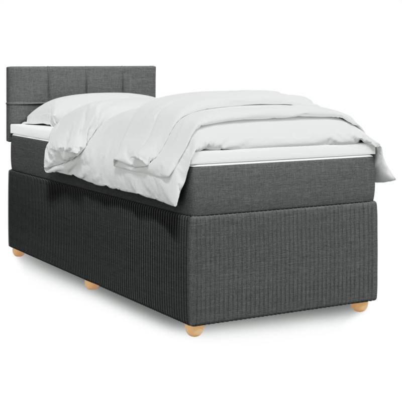 vidaXL Boxspringbett mit Matratze Dunkelgrau 80x200 cm Stoff vidaXL Boxspringbett mit Matratze Dunkelgrau 80x200 cm Stoff