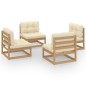 4-tlg. Garten-Lounge-Set mit Kissen Kiefer Massivholz 4-tlg. Garten-Lounge-Set mit Kissen Kiefer Massivholz