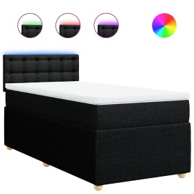 vidaXL Boxspringbett mit Matratze Schwarz 80x200 cm Stoff