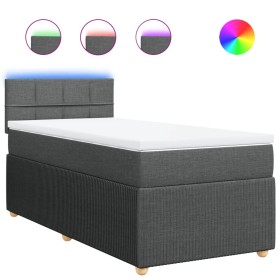vidaXL Boxspringbett mit Matratze Dunkelgrau 90x200 cm Stoff