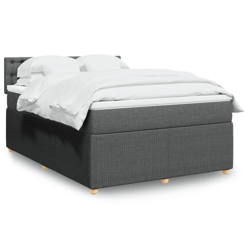 vidaXL Boxspringbett mit Matratze Dunkelgrau 140x190 cm Stoff vidaXL Boxspringbett mit Matratze Dunkelgrau 140x190 cm Stoff