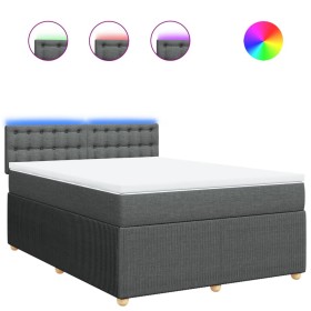 vidaXL Boxspringbett mit Matratze Dunkelgrau 140x190 cm Stoff