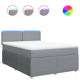 vidaXL Boxspringbett mit Matratze Hellgrau 140x200 cm Stoff