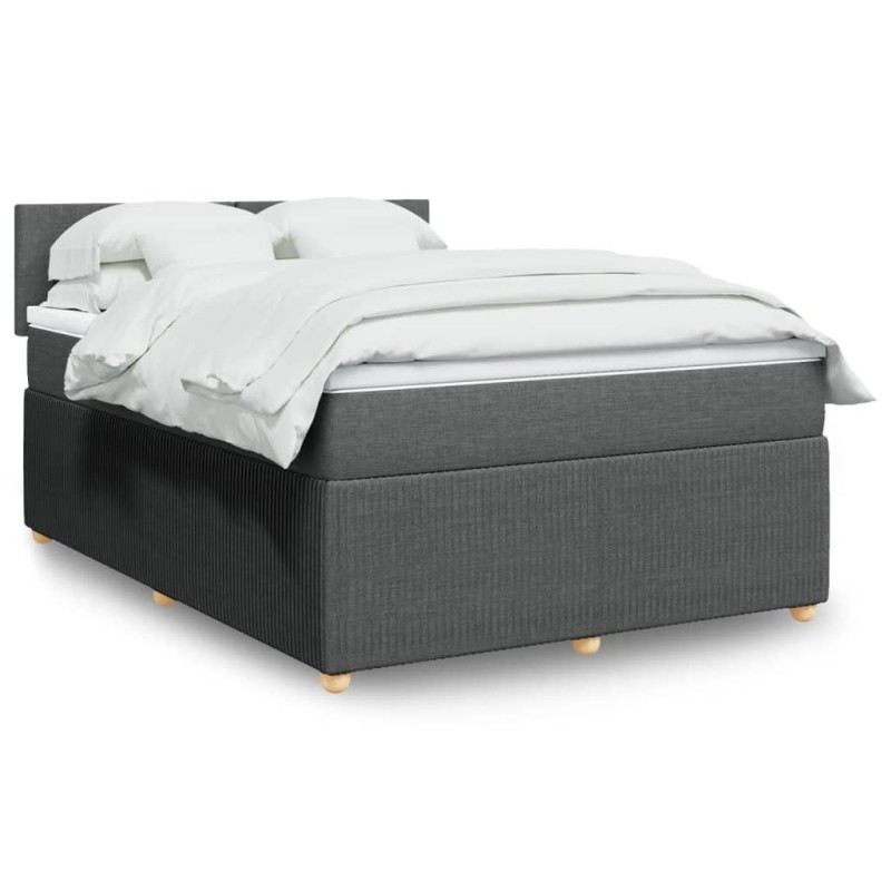vidaXL Boxspringbett mit Matratze Dunkelgrau 160x200 cm Stoff vidaXL Boxspringbett mit Matratze Dunkelgrau 160x200 cm Stoff