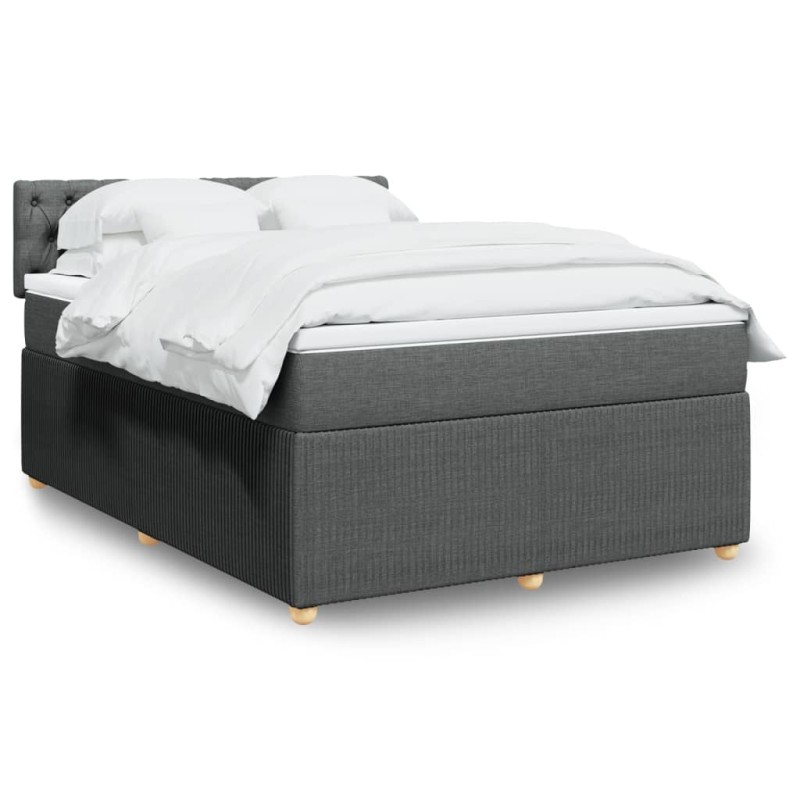 vidaXL Boxspringbett mit Matratze Dunkelgrau 160x200 cm Stoff vidaXL Boxspringbett mit Matratze Dunkelgrau 160x200 cm Stoff