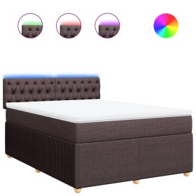 vidaXL Boxspringbett mit Matratze Dunkelbraun 160x200 cm Stoff