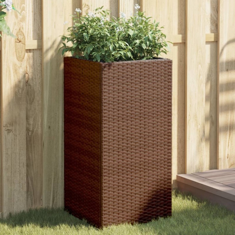 vidaXL Pflanzkübel 2 Stk. Braun 40x40x80 cm Poly Rattan vidaXL Pflanzkübel 2 Stk. Braun 40x40x80 cm Poly Rattan