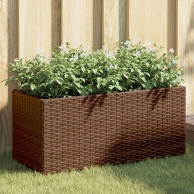 vidaXL Pflanzkübel mit 2 Töpfen 2 Stk. Braun 72x30x32 cm Poly Rattan