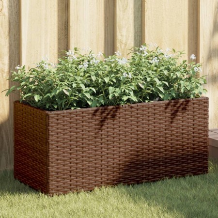 vidaXL Pflanzkübel mit 2 Töpfen 2 Stk. Braun 72x30x32 cm Poly Rattan