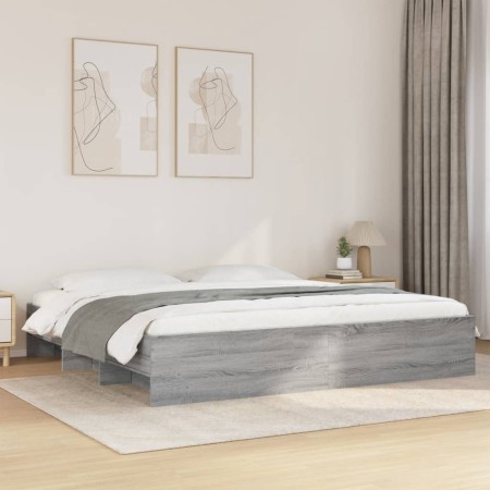 vidaXL Bettgestell Grau Sonoma 180x200 cm Holzwerkstoff