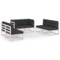 6-tlg. Garten-Lounge-Set mit Kissen Kiefer Massivholz 6-tlg. Garten-Lounge-Set mit Kissen Kiefer Massivholz