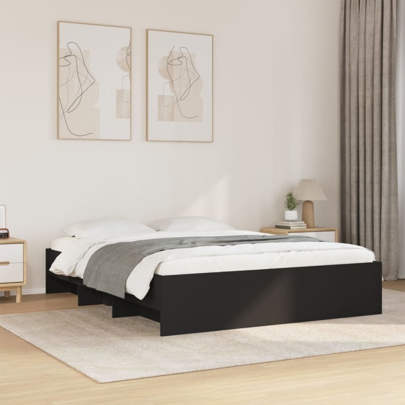 vidaXL Bettgestell Schwarz 160x200 cm Holzwerkstoff vidaXL Bettgestell Schwarz 160x200 cm Holzwerkstoff