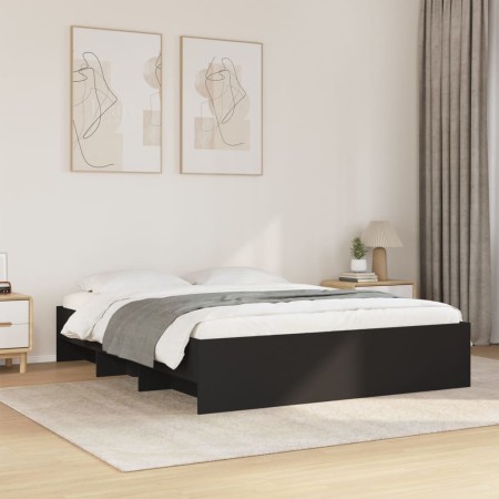 vidaXL Bettgestell Schwarz 160x200 cm Holzwerkstoff