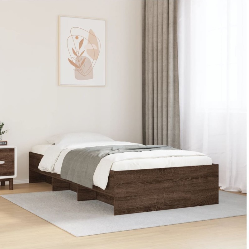 vidaXL Bettgestell ohne Matratze Braun Eiche 90x200 cm Holzwerkstoff vidaXL Bettgestell ohne Matratze Braun Eiche 90x200 cm Holzwerkstoff