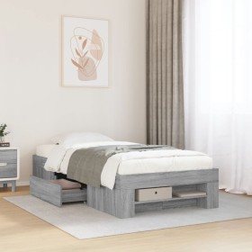 vidaXL Bettgestell Grau Sonoma 90x200 cm Holzwerkstoff