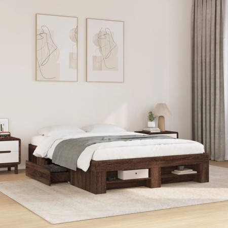 vidaXL Bettgestell ohne Matratze Braun Eiche 120x190 cm Holzwerkstoff