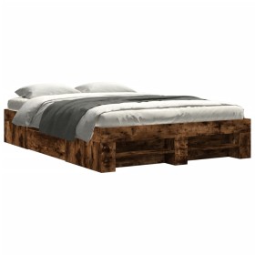 vidaXL Bettgestell Räuchereiche 135x190 cm Holzwerkstoff