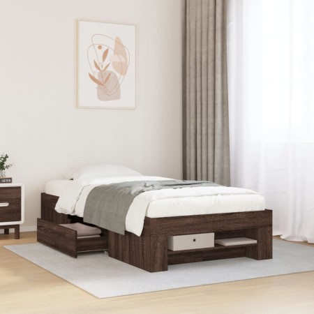vidaXL Bettgestell ohne Matratze Braun Eiche 75x190 cm Holzwerkstoff