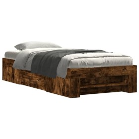 vidaXL Bettgestell ohne Matratze Räuchereiche 75x190 cm Holzwerkstoff