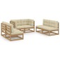 6-tlg. Garten-Lounge-Set mit Kissen Kiefer Massivholz 6-tlg. Garten-Lounge-Set mit Kissen Kiefer Massivholz