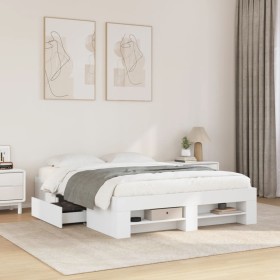 vidaXL Bettgestell Weiß 135x190 cm Holzwerkstoff