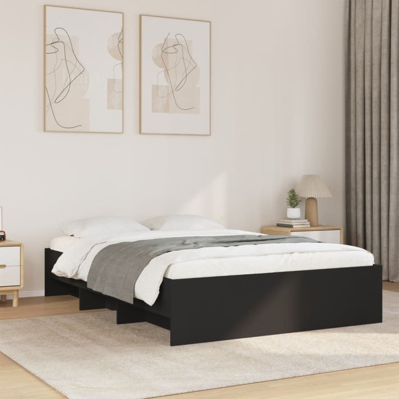 vidaXL Bettgestell Schwarz 135x190 cm Holzwerkstoff vidaXL Bettgestell Schwarz 135x190 cm Holzwerkstoff