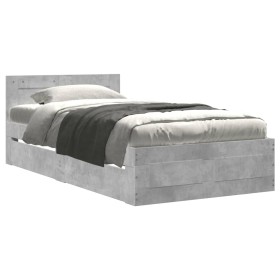 vidaXL Bettgestell mit Kopfteil Betongrau 90x200 cm Holzwerkstoff