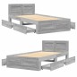 vidaXL Bettgestell mit Kopfteil Grau Sonoma 90x190 cm Holzwerkstoff vidaXL Bettgestell mit Kopfteil Grau Sonoma 90x190 cm Holzwerkstoff