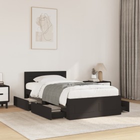 vidaXL Bettgestell mit Kopfteil Schwarz 90x200 cm Holzwerkstoff