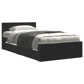 vidaXL Bettgestell mit Kopfteil Schwarz 90x200 cm Holzwerkstoff