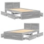 vidaXL Bettgestell mit Kopfteil Grau Sonoma 75x190 cm Holzwerkstoff vidaXL Bettgestell mit Kopfteil Grau Sonoma 75x190 cm Holzwerkstoff