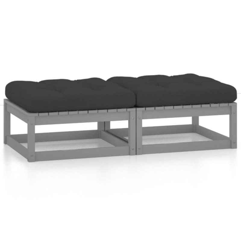 Gartenhocker mit Kissen 2 Stk. Massivholz Kiefer Gartenhocker mit Kissen 2 Stk. Massivholz Kiefer