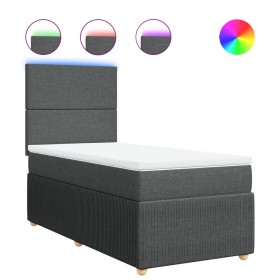 vidaXL Boxspringbett mit Matratze Dunkelgrau 80x200 cm Stoff