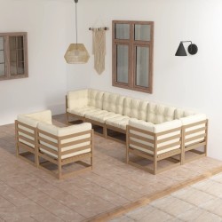 8-tlg. Garten-Lounge-Set mit Kissen Kiefer Massivholz