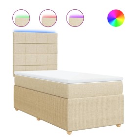 vidaXL Boxspringbett mit Matratze Creme 90x200 cm Stoff