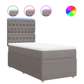 vidaXL Boxspringbett mit Matratze Taupe 90x200 cm Stoff