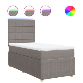 vidaXL Boxspringbett mit Matratze Taupe 100x200 cm Stoff