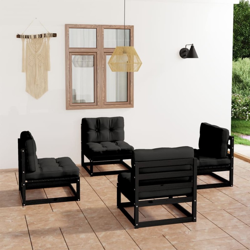 4-tlg. Garten-Lounge-Set mit Kissen Kiefer Massivholz 4-tlg. Garten-Lounge-Set mit Kissen Kiefer Massivholz