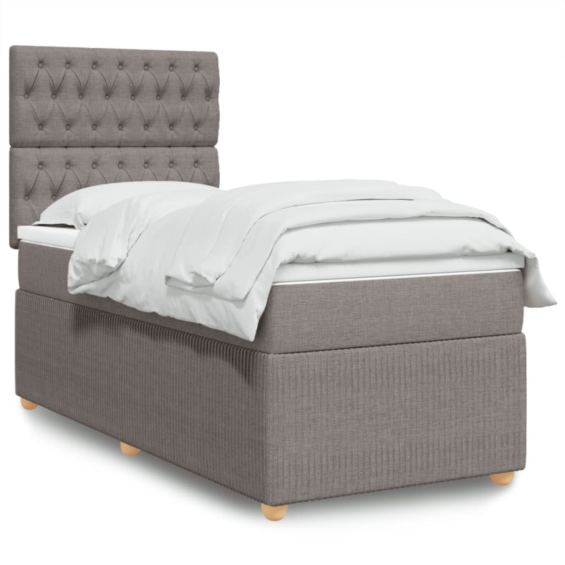 vidaXL Boxspringbett mit Matratze Taupe 100x200 cm Stoff vidaXL Boxspringbett mit Matratze Taupe 100x200 cm Stoff
