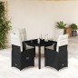 vidaXL 5-tlg. Garten-Bistro-Set mit Kissen Schwarz Poly Rattan vidaXL 5-tlg. Garten-Bistro-Set mit Kissen Schwarz Poly Rattan