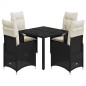 vidaXL 5-tlg. Garten-Bistro-Set mit Kissen Schwarz Poly Rattan vidaXL 5-tlg. Garten-Bistro-Set mit Kissen Schwarz Poly Rattan