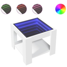 vidaXL LED-Couchtisch Weiß 53x53x45 cm Holzwerkstoff