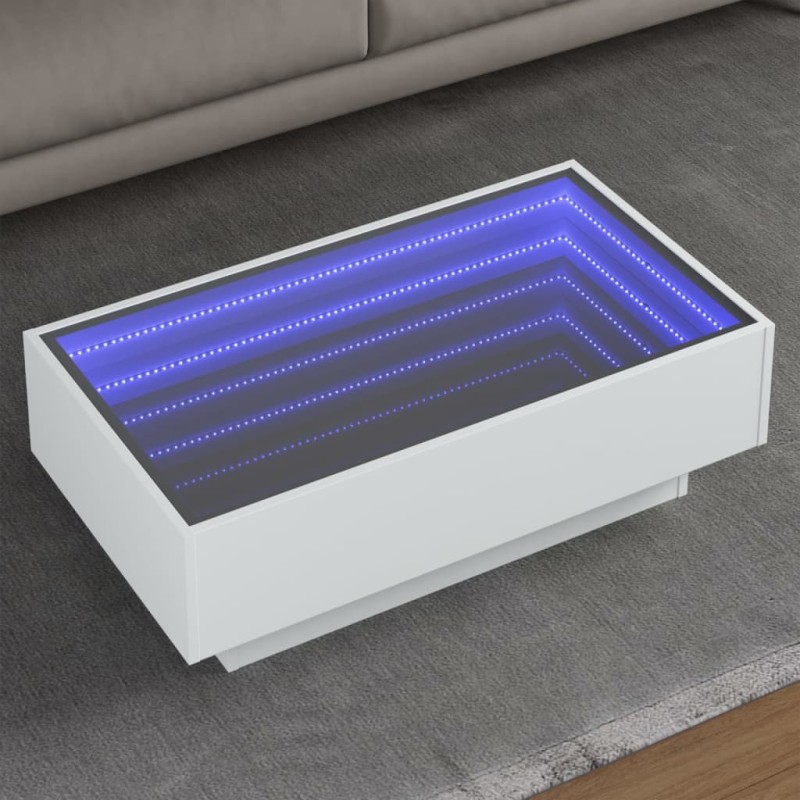 vidaXL LED-Couchtisch Weiß 90x50x30 cm Holzwerkstoff vidaXL LED-Couchtisch Weiß 90x50x30 cm Holzwerkstoff