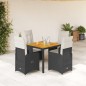 vidaXL 5-tlg. Garten-Bistro-Set mit Kissen Schwarz Poly Rattan vidaXL 5-tlg. Garten-Bistro-Set mit Kissen Schwarz Poly Rattan