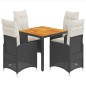 vidaXL 5-tlg. Garten-Bistro-Set mit Kissen Schwarz Poly Rattan vidaXL 5-tlg. Garten-Bistro-Set mit Kissen Schwarz Poly Rattan